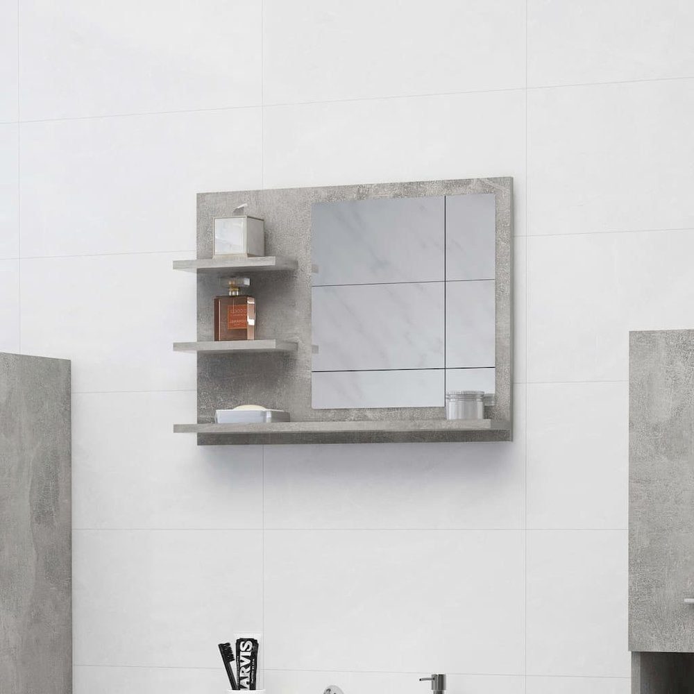 vidaXL Bathroom Mirror Concrete Gray 23.6"x4.1"x17.7" Chipboard, 805010