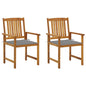 Garden Chair Set of 2 Natural wood, Grey