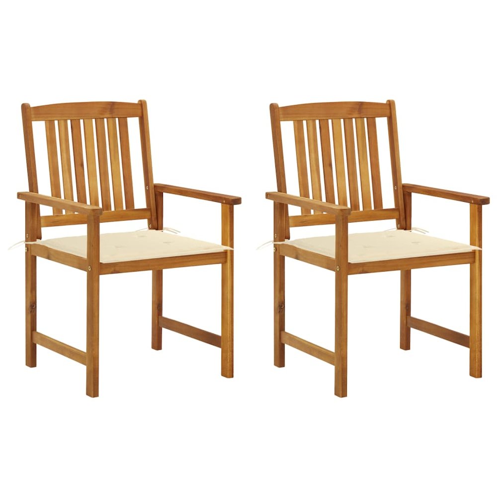Garden Chair Set of 2 Natural wood Solid Acacia wood Garden Chair