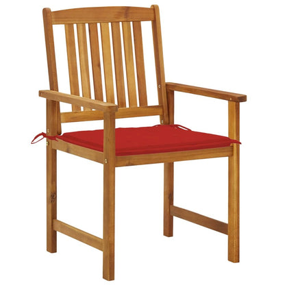 Garden Chair Set of 2 Red Solid Acacia wood, Polyester Standard
