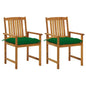 Patio Chair Set of 2 Green Solid Acacia Wood Standard Durable