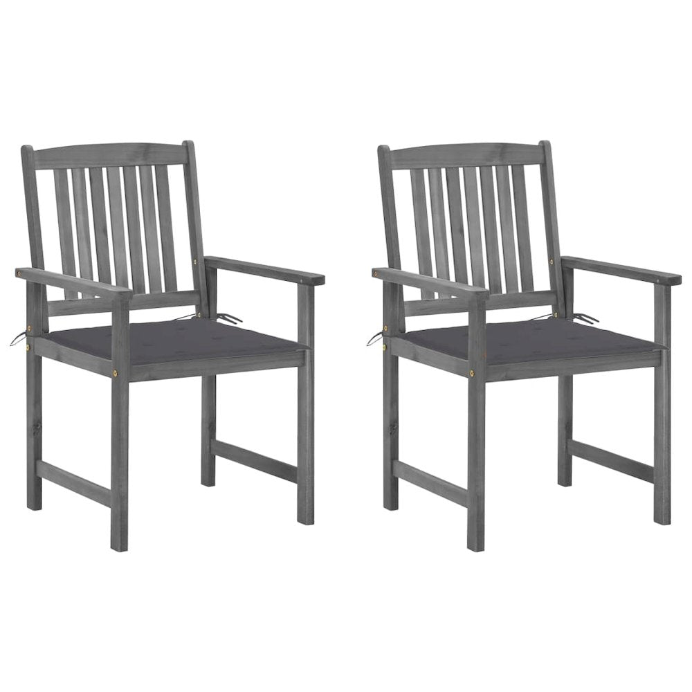 Garden Chair Set of 2 Grey Solid acacia wood Medium Durable
