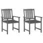 Garden Chair Set of 2 Grey Solid acacia wood Medium Durable