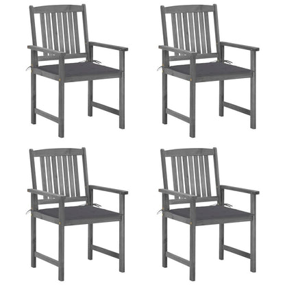 Garden Chair Set of 4 Grey Solid Acacia wood Standard Tough