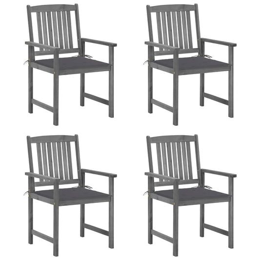 Garden Chair Set of 4 Grey Solid Acacia wood Standard Tough
