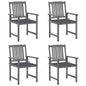 Garden Chair Set of 4 Grey Solid Acacia wood Standard Tough