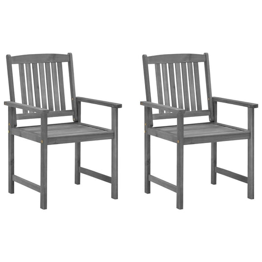 Garden Chair Set of 2 Grey Solid acacia wood Standard