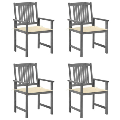 Garden Chair Set of 4 Grey Solid Acacia wood Standard Durable