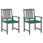 Garden Chair Set of 2 Grey Solid Acacia wood Medium Durable