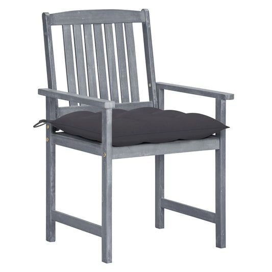 Garden Chair Set of 4 Grey Solid acacia wood, 100% polyester