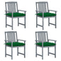 Patio Chair Set of 4 Gray Solid acacia wood, 100% polyester
