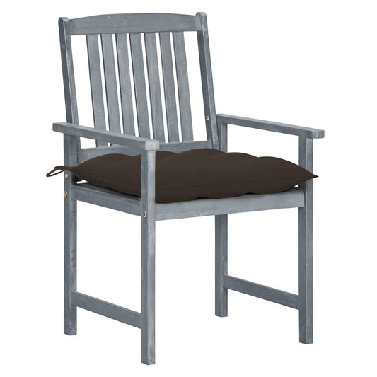 Patio Chair Set of 4 Gray Solid Acacia Wood Standard Durable