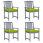 Patio Chair Set of 4 Gray Solid acacia wood, 100% polyester