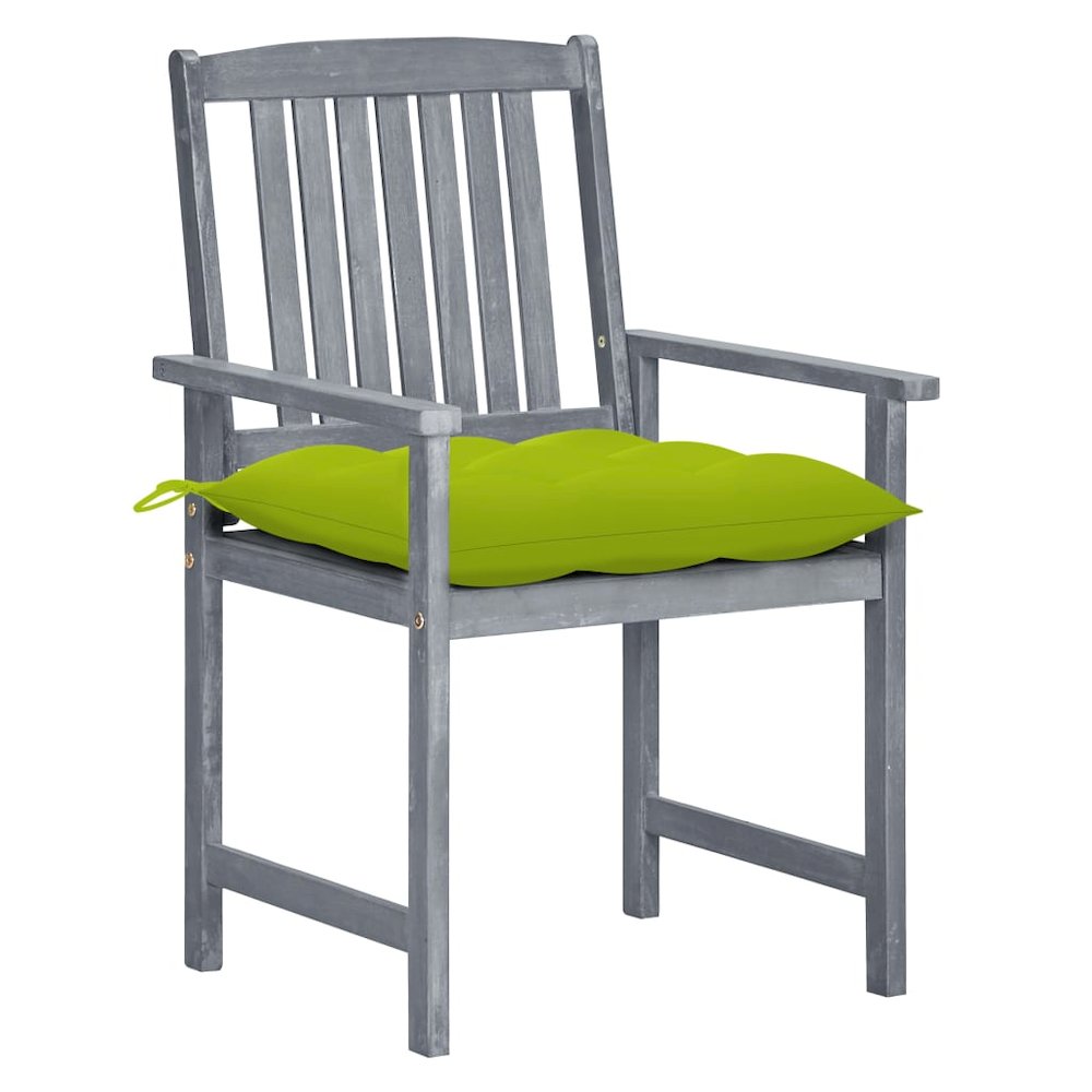 Patio Chair Set of 4 Gray Solid acacia wood, 100% polyester