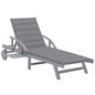 Sunlounger Grey Solid Acacia wood Large Adjustable Armrests