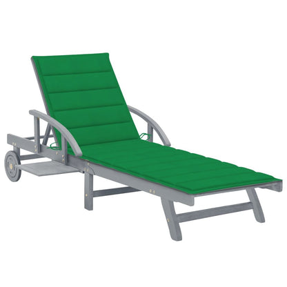 Sunlounger Grey Solid acacia wood with grey wash, 100% polyester
