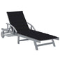 Sun Lounger Gray Solid Acacia Wood Large Adjustable Armrests