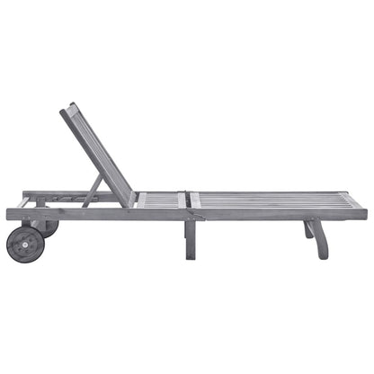 Sunlounger Gray Solid Acacia wood 79 in length x 24.8 in width
