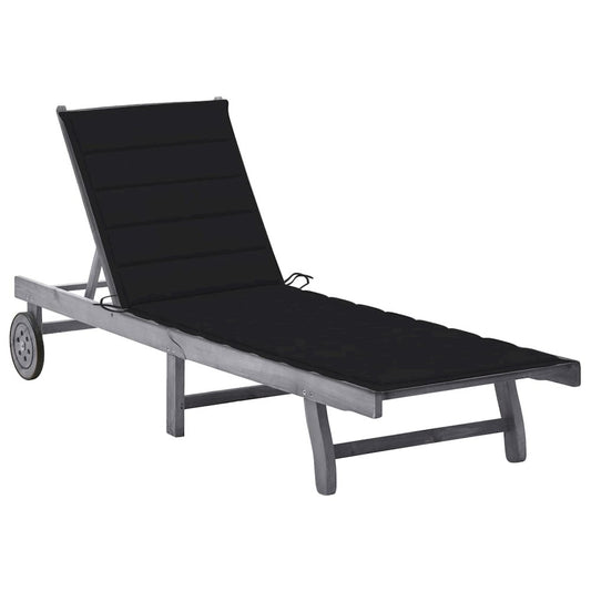 Sun Lounger Grey Solid acacia wood Standard
