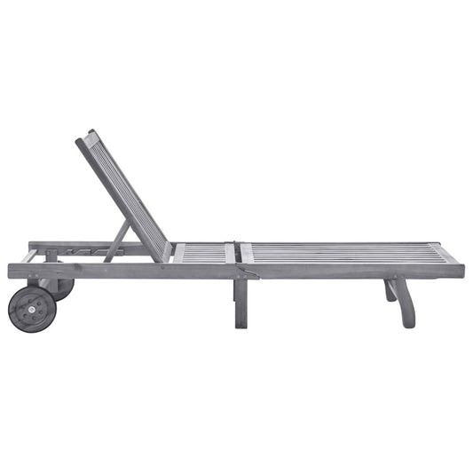 Sun Lounger Grey Solid acacia wood Standard
