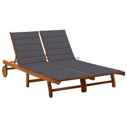 Sun Lounger Anthracite Solid acacia wood, fabric (100% polyester)