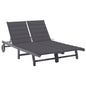 Sunlounger Grey Solid Acacia Wood, 100% Polyester Fabric