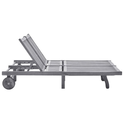 Sunlounger Grey Solid acacia wood