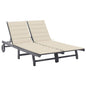 Sunlounger Grey Solid acacia wood Large Adjustable Armrests