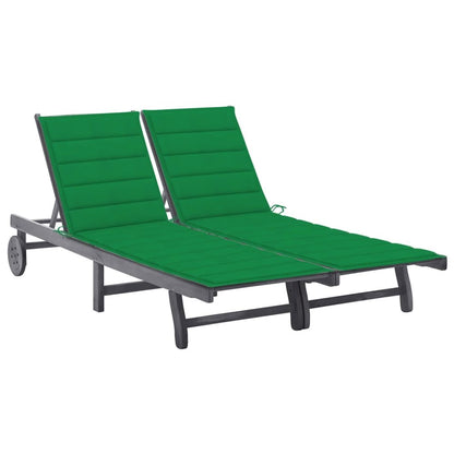 Sunlounger Grey Solid acacia wood Large Multi-Position Backrest