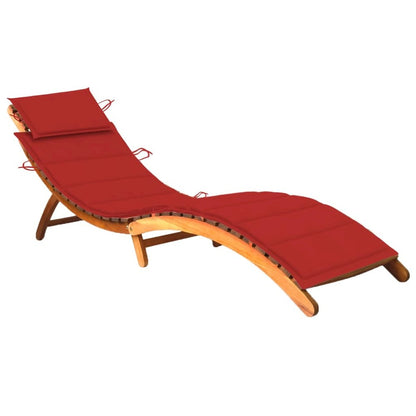 Patio Sun Lounger Red, Natural wood