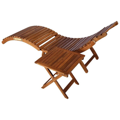 Patio Sunlounger With Table Red