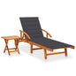 Sunlounger With Table Anthracite Solid Acacia wood Large