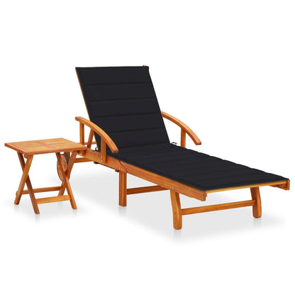 Sunlounger With Table Natural Wood Solid acacia wood Standard