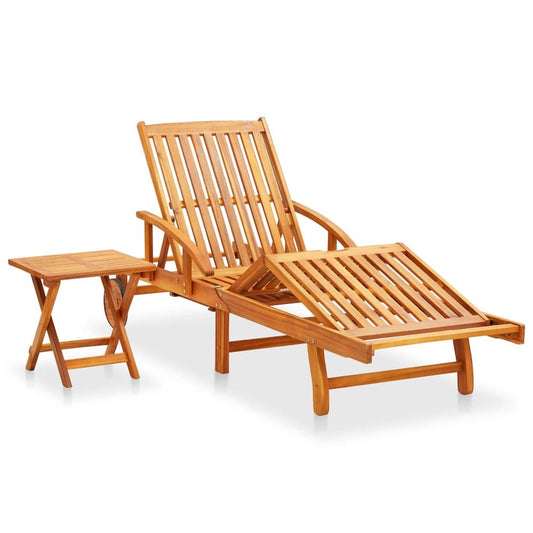 Sunlounger With Table Natural Wood Solid acacia wood Standard