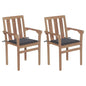 Garden Chair Set of 2 Anthracite Teak wood Standard Stackable