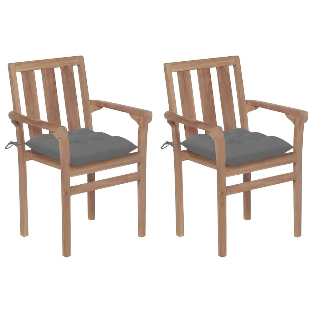 Wooden Garden Chair Set of 2 Natural wood Solid teak Medium
