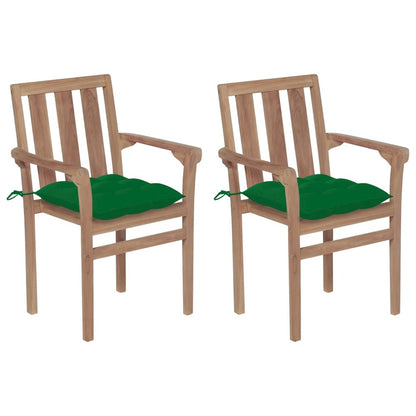 Patio Chair Set of 2 Teak Solid Teak wood Standard Stackable