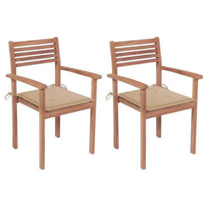 Garden Chair Set of 2 Natural Wood Solid teak wood Standard