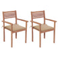 Garden Chair Set of 2 Natural Wood Solid teak wood Standard