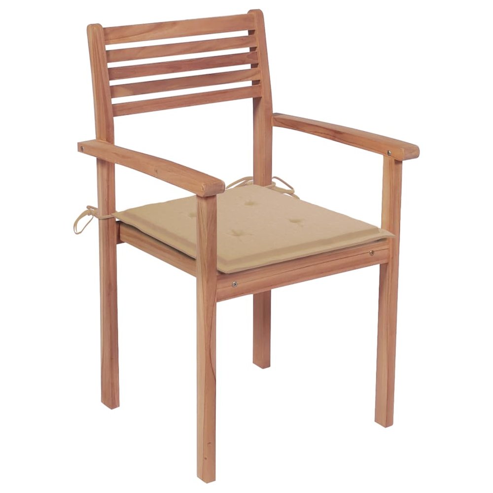 Garden Chair Set of 2 Natural Wood Solid teak wood Standard