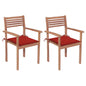 Garden Chair Set of 2 Teak brown Teak wood, polyester fabric