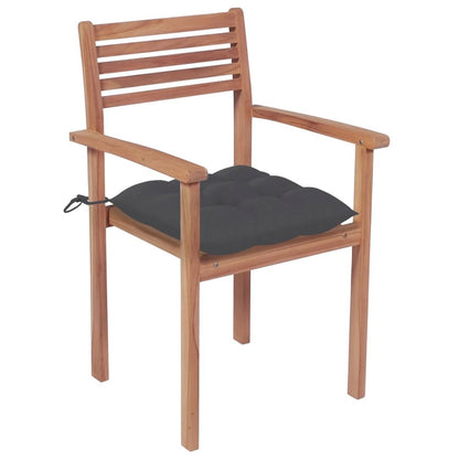 Garden Chair Set of 2 Teak, Anthracite Teak wood, Polyester