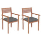 Garden Chair Set of 2 Natural Teak Solid Teak wood, 100% polyester