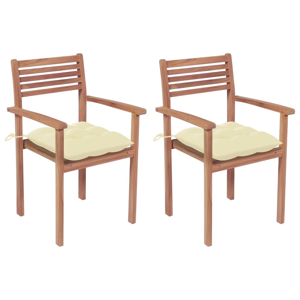 Garden Chair Set of 2 Teak Fine sanded teak wood, polyester fabric