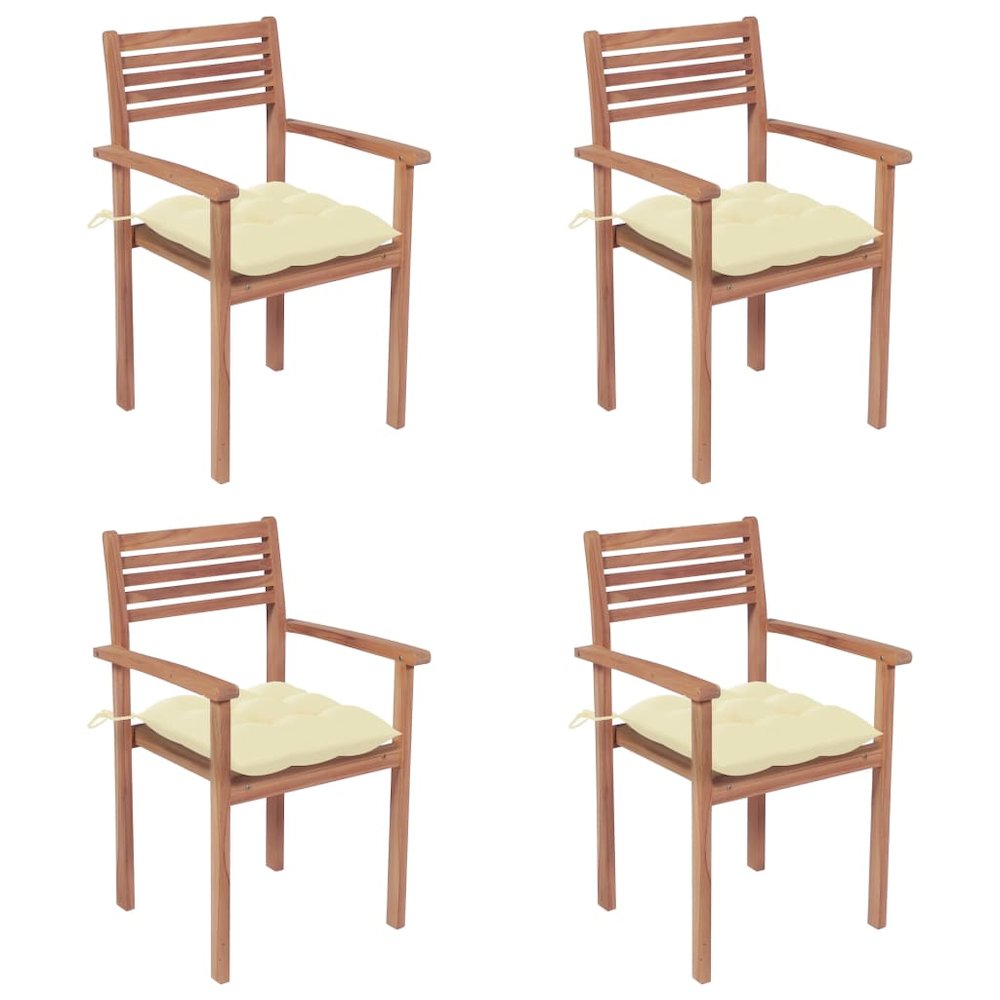 Garden Chair Set of 4 Cream White Cushions