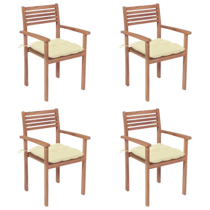 Garden Chair Set of 4 Cream White Cushions