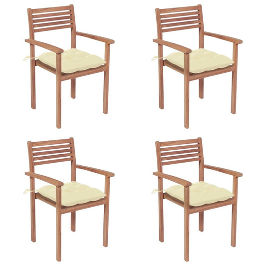 Garden Chair Set of 4 Cream White Cushions