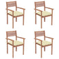 Garden Chair Set of 4 Cream White Cushions
