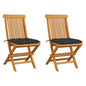 Garden Chair Set of 2 Natural Teak, Anthracite Cushion