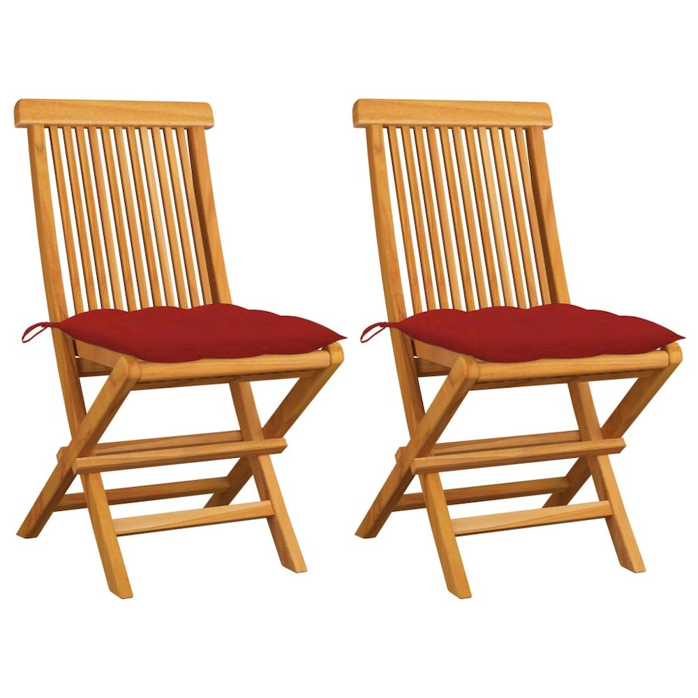 Patio Chair Set of 2 Teak wood Solid Teak Wood Medium Foldable